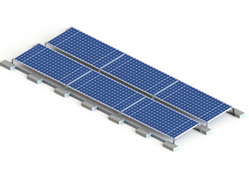 Sistema de soporte plano compacto solar para techo plano